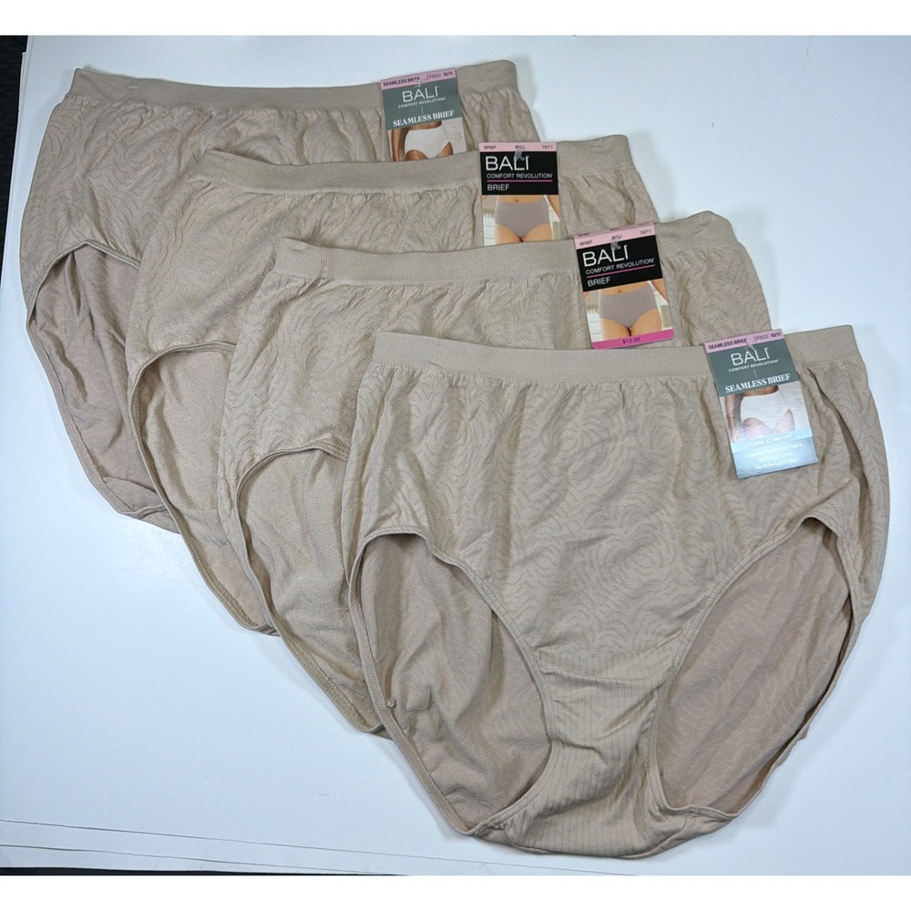 Bali Comfort Revolution Brief Panty Size 10/11 Tan  NWT 803J 4 PACK